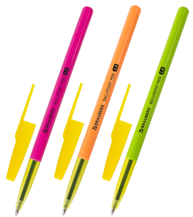 Ручка шариковая BRAUBERG Color, СИНЯЯ, корпус ассорти, узел 1мм, линия письма 0,5мм, 141507
