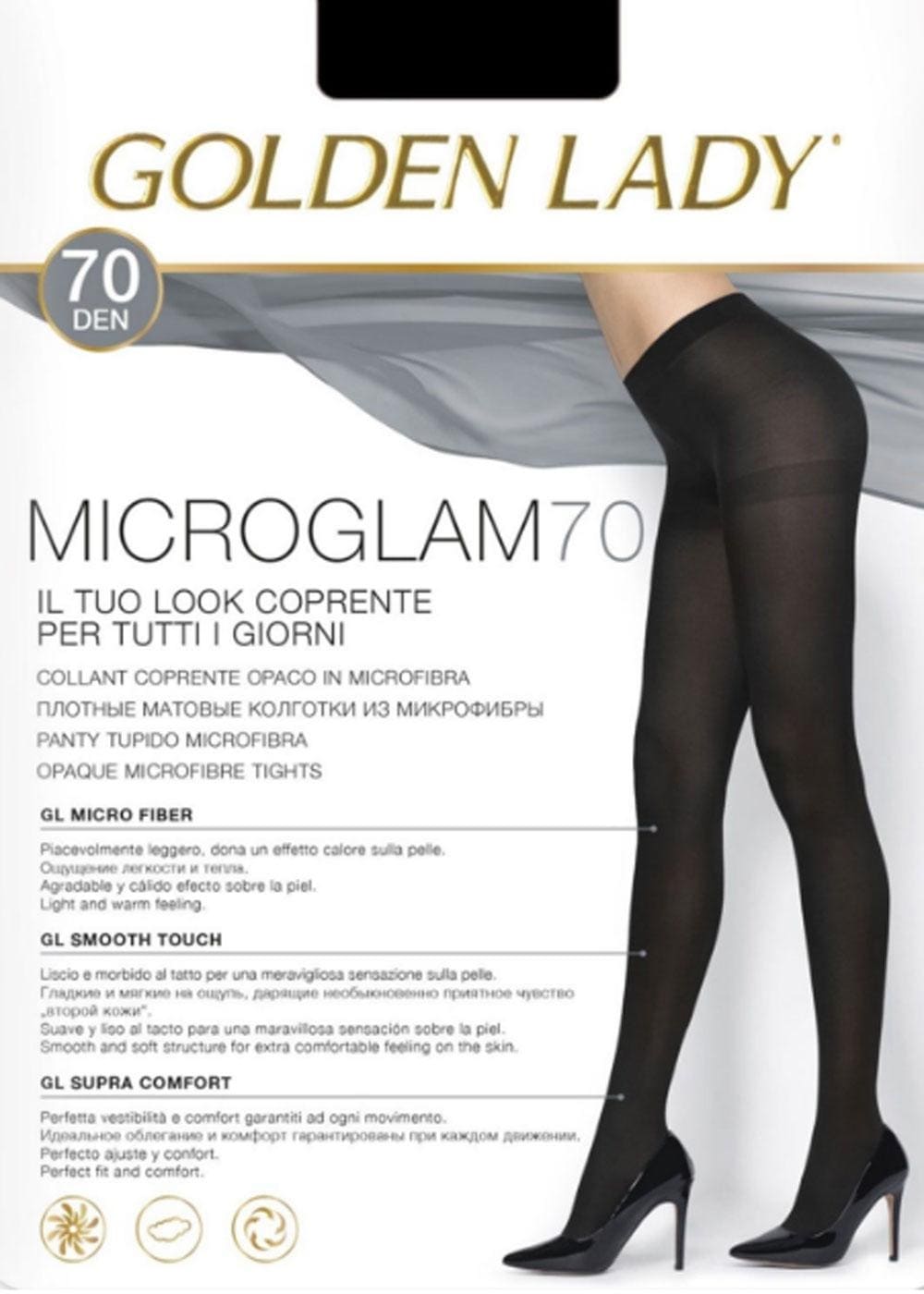 Колготки GOLDEN LADY MICRO GLAM 70 den NERO 2S