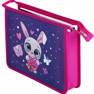 Папка для тетрадей ПИФАГОР А5, 1 отделение, пластик, на молнии, Lovely Bunny, 271493