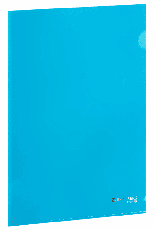 Папка-уголок плотная BRAUBERG SUPER 0,18 мм синяя, 270479