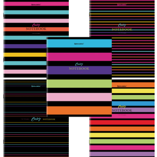 Тетрадь А5 96л. BRAUBERG скоба, клетка, глянцевая ламинация, Color Stripes, 404430