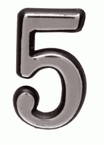 Цифра дверная АЛЛЮР Большая пластик "5" хром (1000,50)