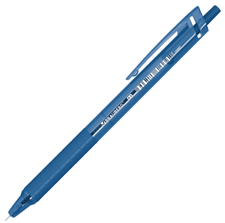 Ручка шариковая автоматическая с грипом BRAUBERG CLASSIC, СИНЯЯ, узел 0,5мм, линия 0,35мм, 144467, ш