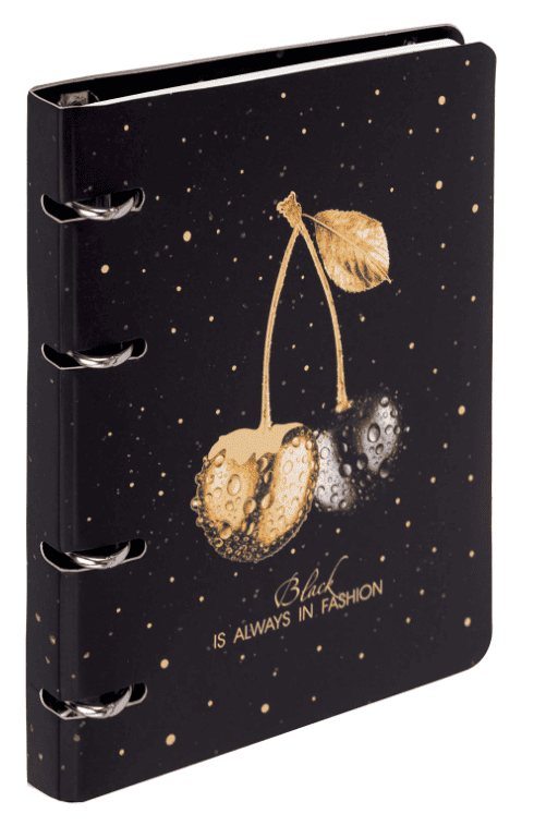 Тетрадь на кольцах А5 160х212мм, 120л, картон, фольга, клетка, BRAUBERG, Black&Gold, 404735