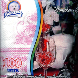Салфетки бумажные Снежок, с рисунком, 100 шт.