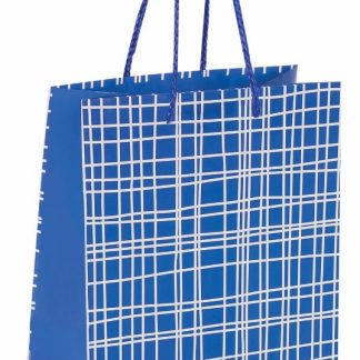 Пакет подарочный 17,8x9,8x22,9 см, ЗОЛОТАЯ СКАЗКА "В голубую клетку", ламинированный, 606597