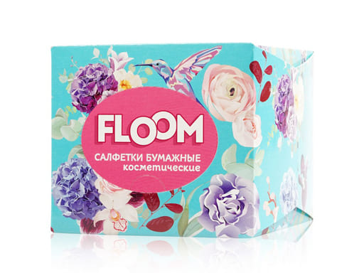 Косметические бумажные салфетки Floom " Bird " 2х-слойные в кубе 50шт