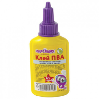 Клей ПВА ЮНЛАНДИЯ (бумага, картон, дерево), 45 г, 227379