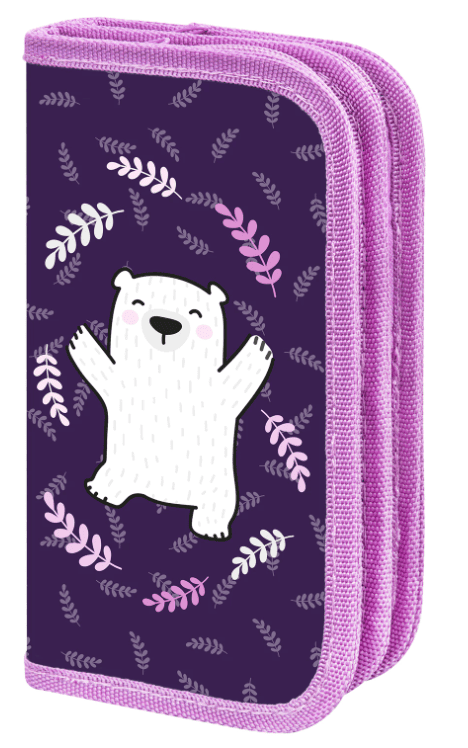 Пенал ПИФАГОР, 2 отделения, ламинированный картон, 19х11 см, Happy bear, 272246, шт