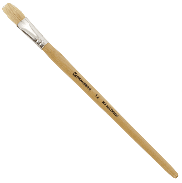 Кисть №12 щетина плоская BRAUBERG, 200204