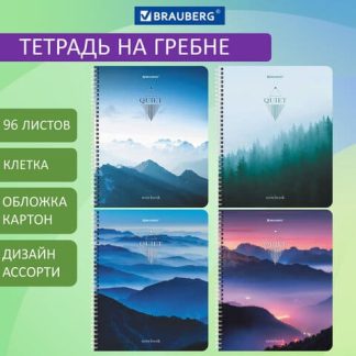 Тетрадь А5 96л. BRAUBERG гребень, клетка, Безмятежность, 404423