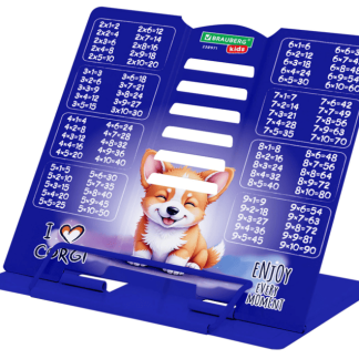 Подставка для книг и учебников BRAUBERG KIDS mini "Корги" с таблицей умножения, металл, 238971