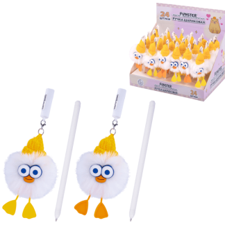 Ручка с пушистой подвеской шариковая FUNSTER "FLUFFY DUCK", СИНЯЯ, узел 0,7мм, 144525