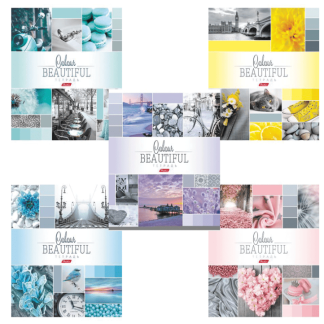 Тетрадь А5, 96 л., HATBER, скоба, клетка, обложка картон, "BEAUTIFUL COLOURE" (микс), 046858, 96Т5В1