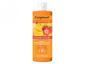 Compliment Fruit Line Шампунь и бальзам 2 в 1 Стимулирующий рост для всех типов волос Клубника и бан