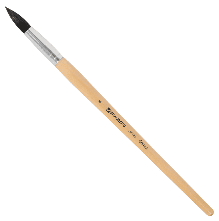Кисть BRAUBERG белка, круглая, №8, 200185