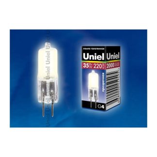 Лампа галогенная Uniel JC G4 220V 35W прозрачная JC-220/35/G4 CL